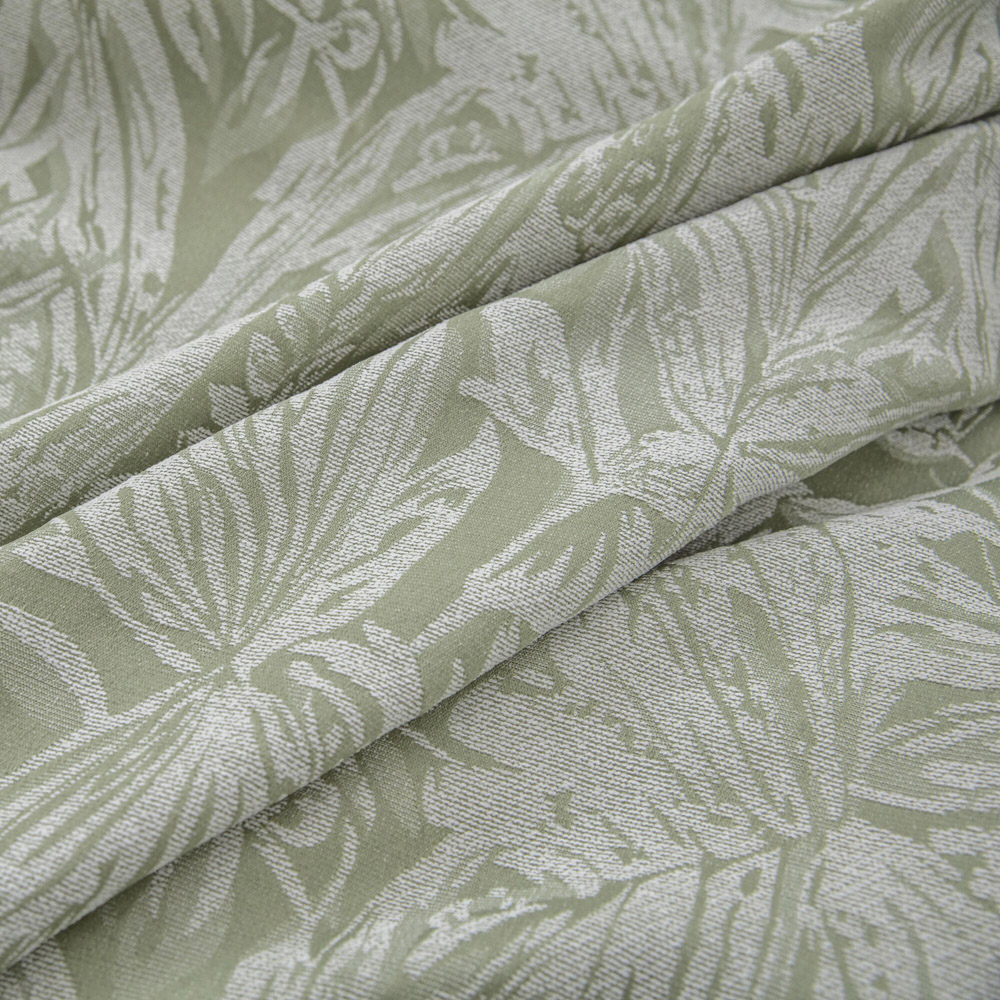Alan Symonds Green Chenille Jacquard Lined Pencil Pleat Taped Top Curtains 117 x 183cm Image 3