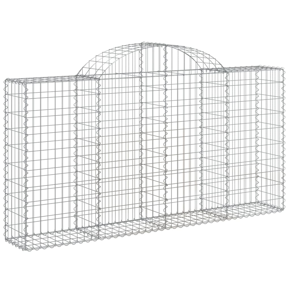 vidaXL Silver Galvanised Iron Arched Gabion Basket 200 x 30 x 100/120cm 3 Pack Image 1