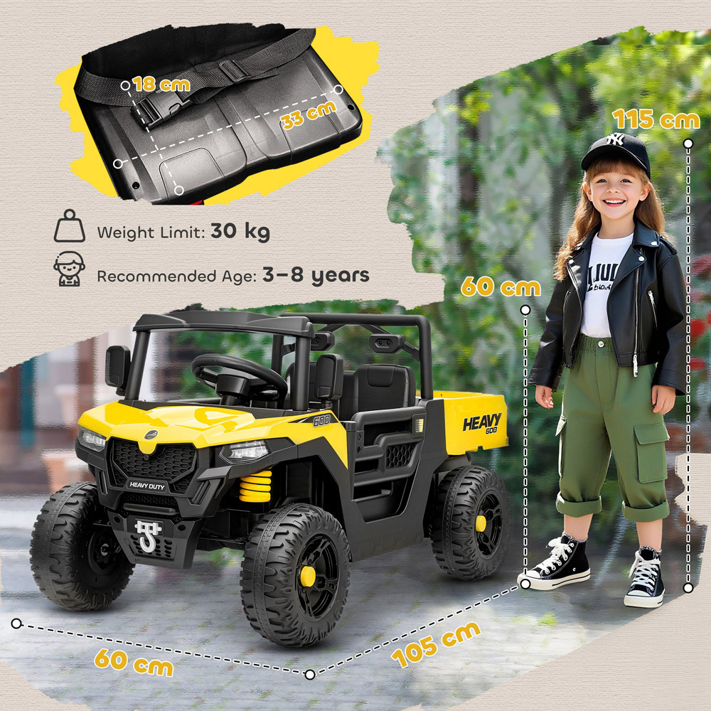 Tommy Toys AIYAPLAY Yellow Kids Ride on Electric UTV Car 12V Image 9