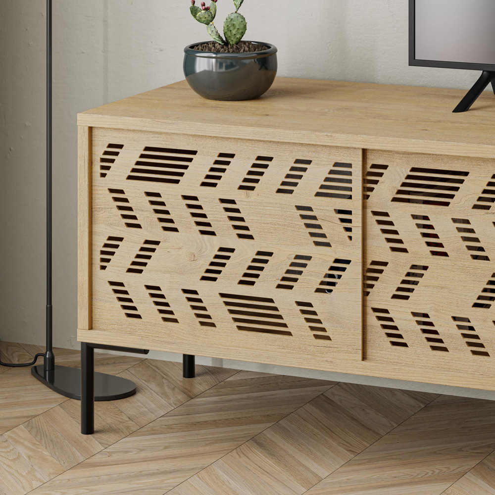 Decortie Dionysos 2 Door Single Drawer Single Shelf Sapphire Oak TV Stand Image 3