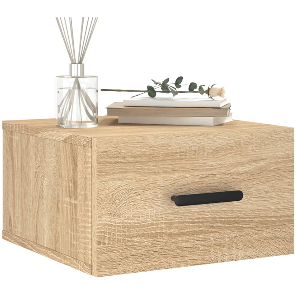 vidaXL Single Drawer Sonoma Oak Wall Mounted Bedside Cabinet Image 3