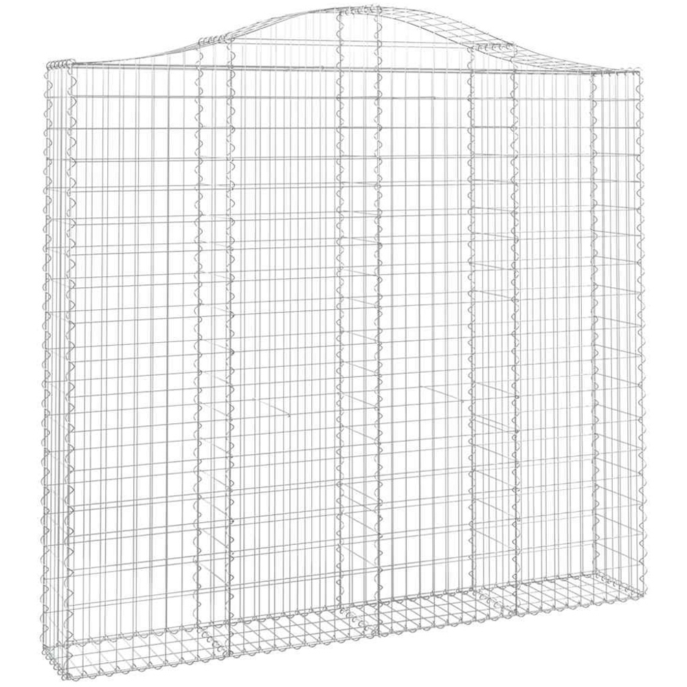 vidaXL Silver Galvanised Iron Arched Gabion Basket 200 x 30 x 180/200cm 7 Pack Image 1