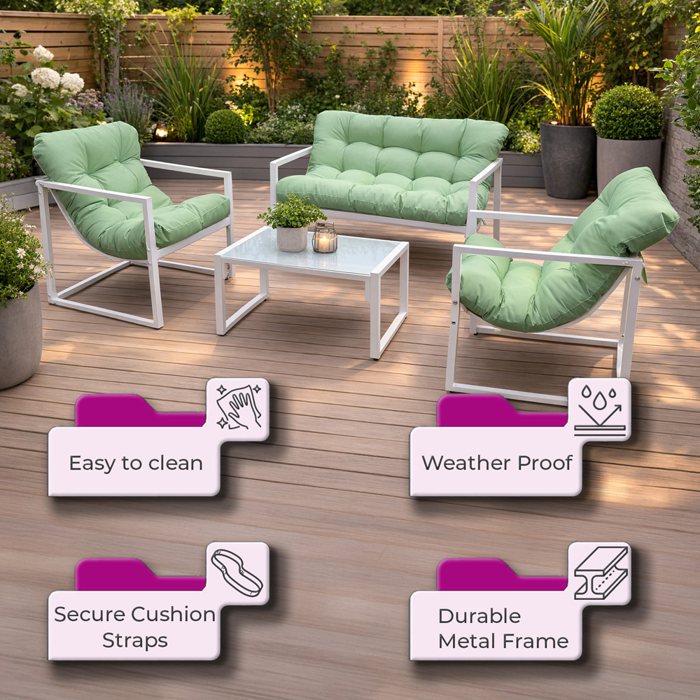 Neo Direct 4 Seater Green Outdoor Patio Set with Cushions Image 4