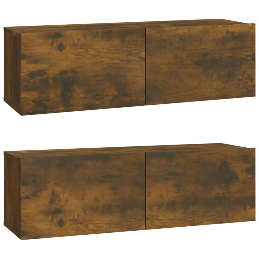 vidaXL 2 Door Smoked Oak Wall Mounted TV Cabinet Set of 2 Image 2