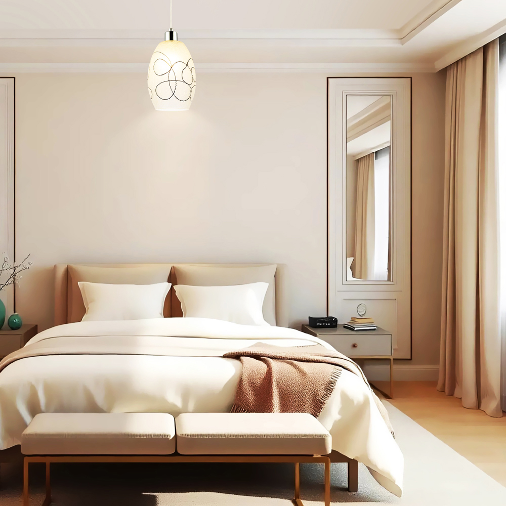 Happy Homewares Frosted White Crackle Glass Pendant Light Shade Image 2