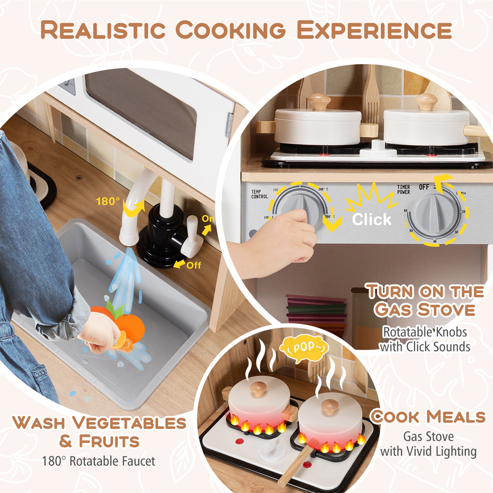 Costway Wooden Pretend Kitchen Playset Image 7