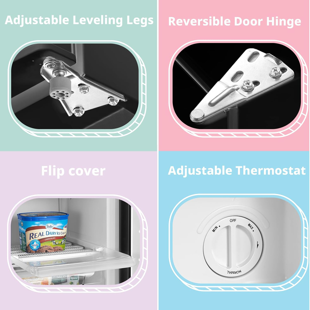 Living and Home Midea Adjustable Thermostat Reversible Door Under Counter 60L Freezer Image 5