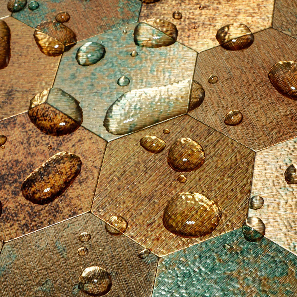 Britwall Mixed Bronze Mosaic Hexagonal Aluminium Peel and Stick Backsplash 290 x 288mm 4 Pack Image 4
