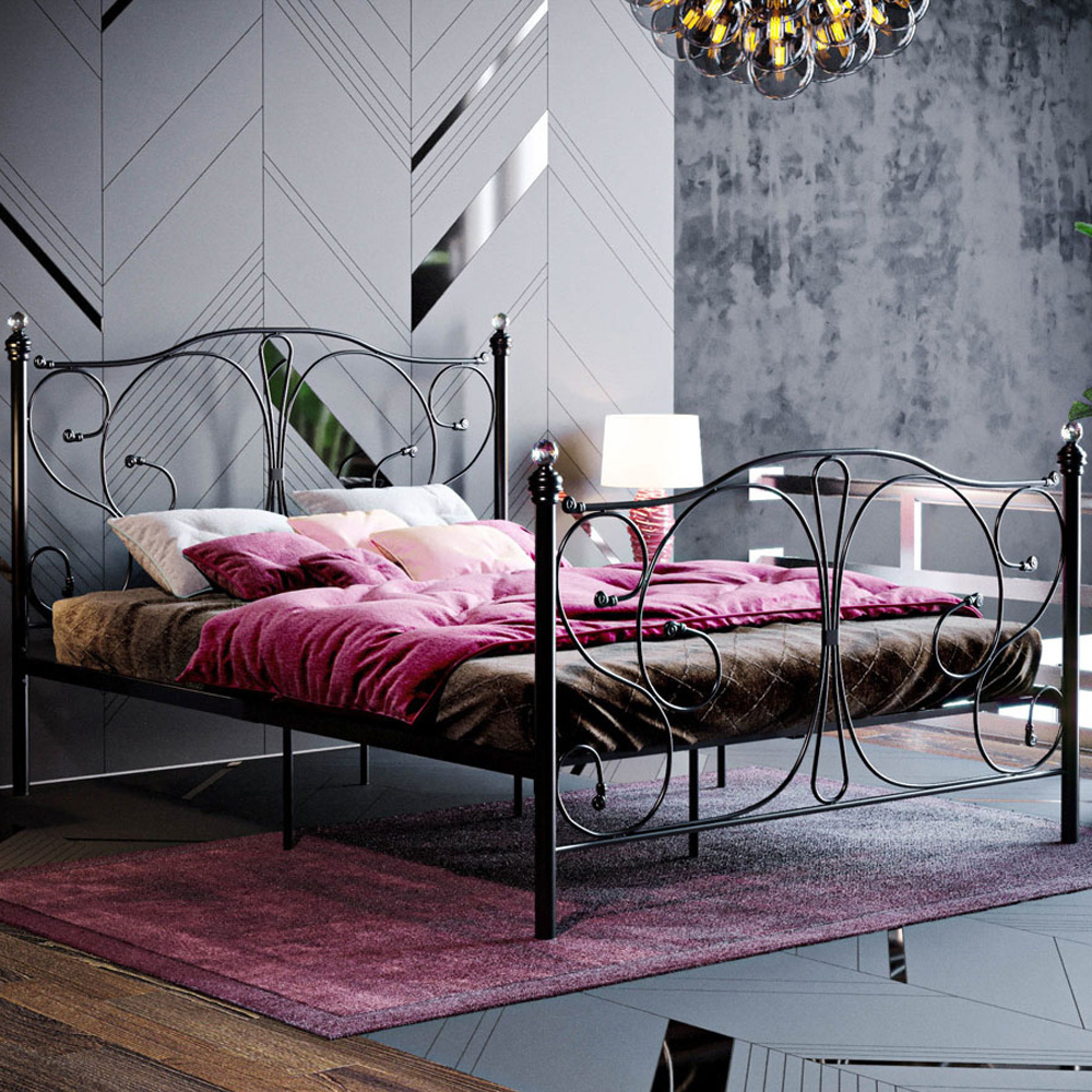 Vida Designs Barcelona Double Black Metal Bed Frame Image 1