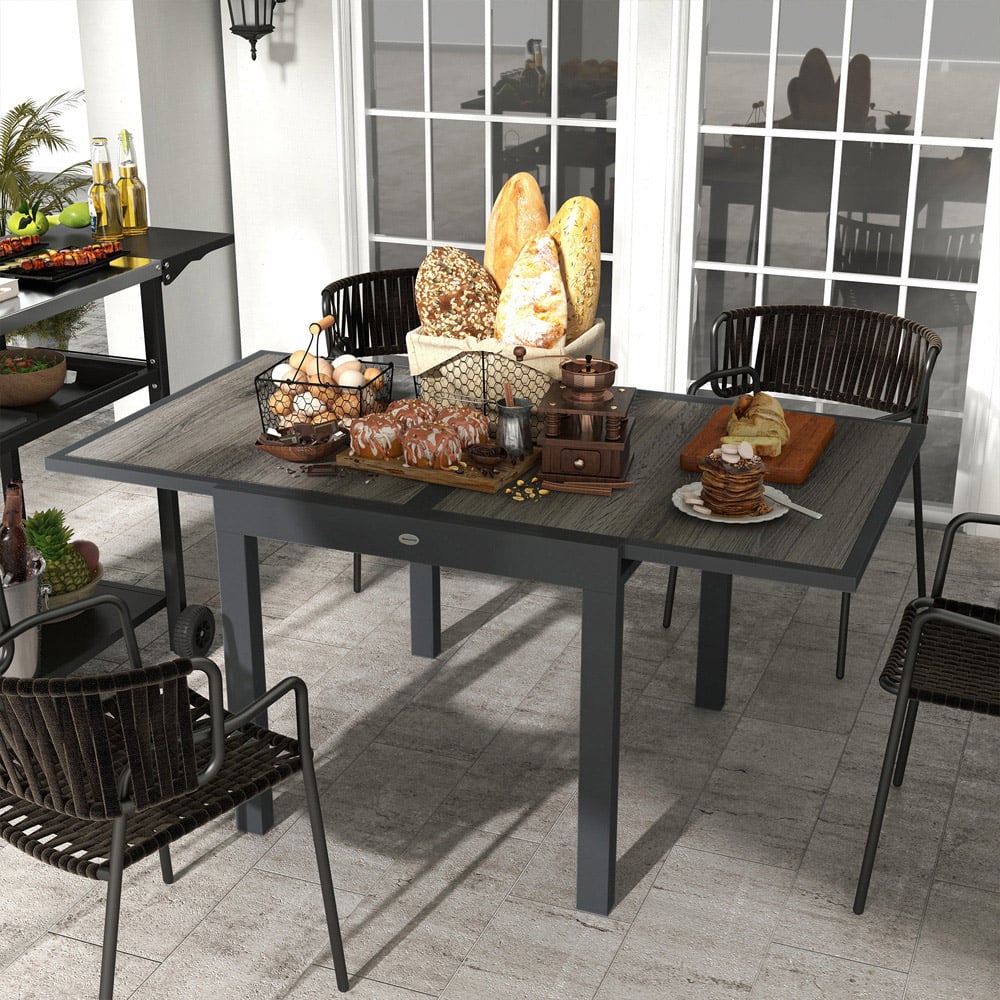 Outsunny 6 Seater Aluminium Extending Garden Dining Table Image 1