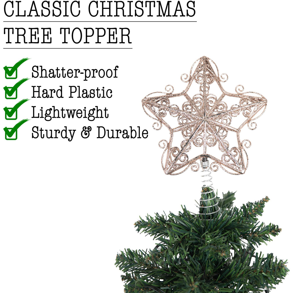 Shatchi Rose Gold Glitter Star Tree Topper Image 4