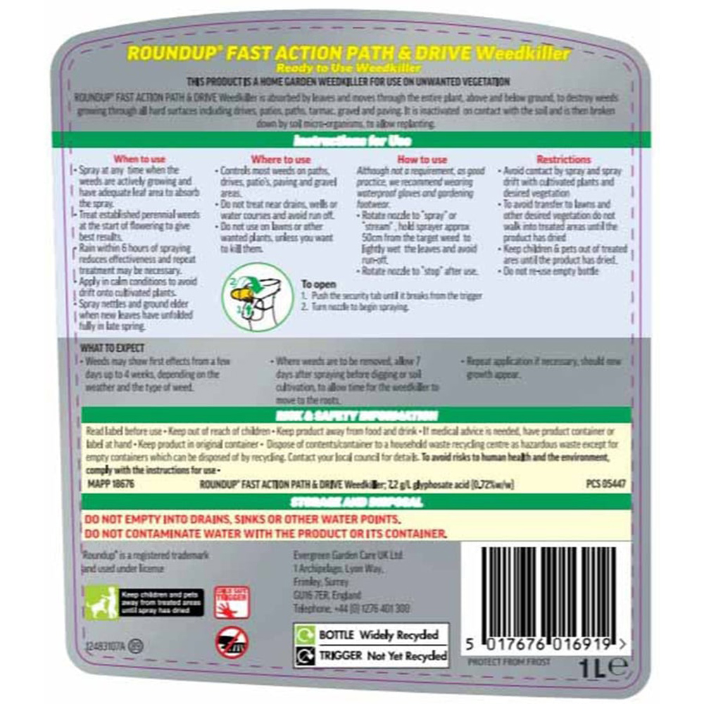 Roundup Fast Action Weedkiller 1L 30msq Image 2