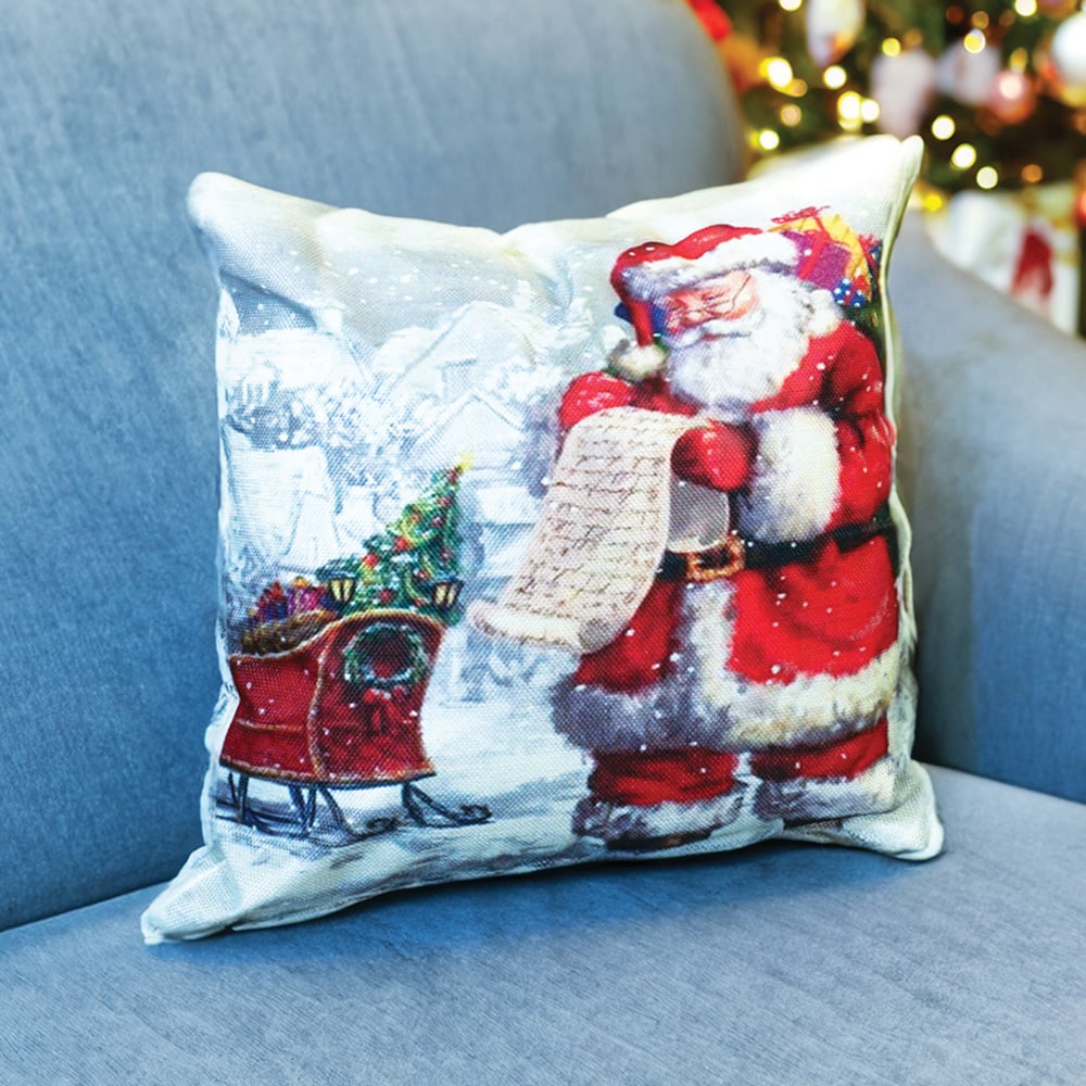 Xmas Haus Festive Santa and Sleigh Christmas Cushion 40 x 40cm Image 2