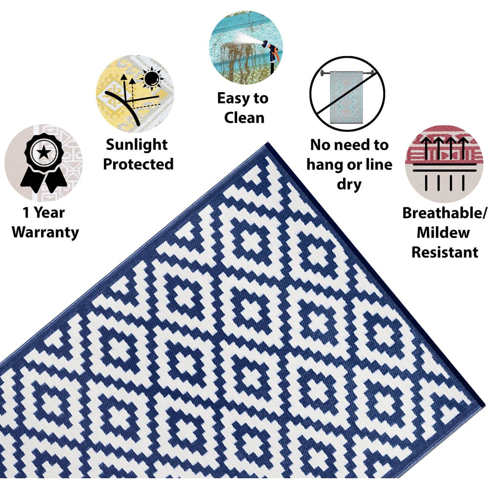 Green Decore Nirvana Navy Blue and White Outdoor Rug 120 x 180cm Image 3