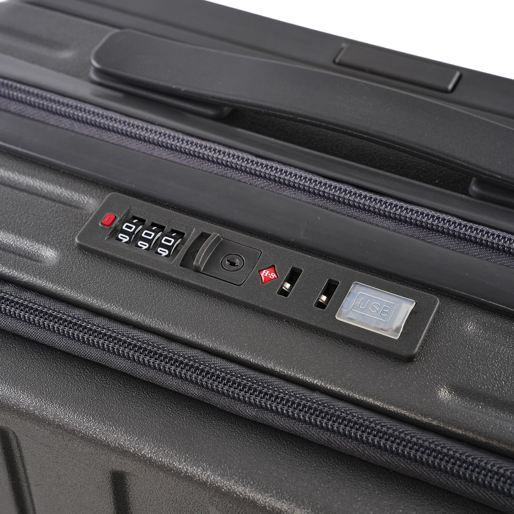 H&O Direct Grey ABS Suitcase with Front Opening and Spinner Wheels 20 inch Image 4