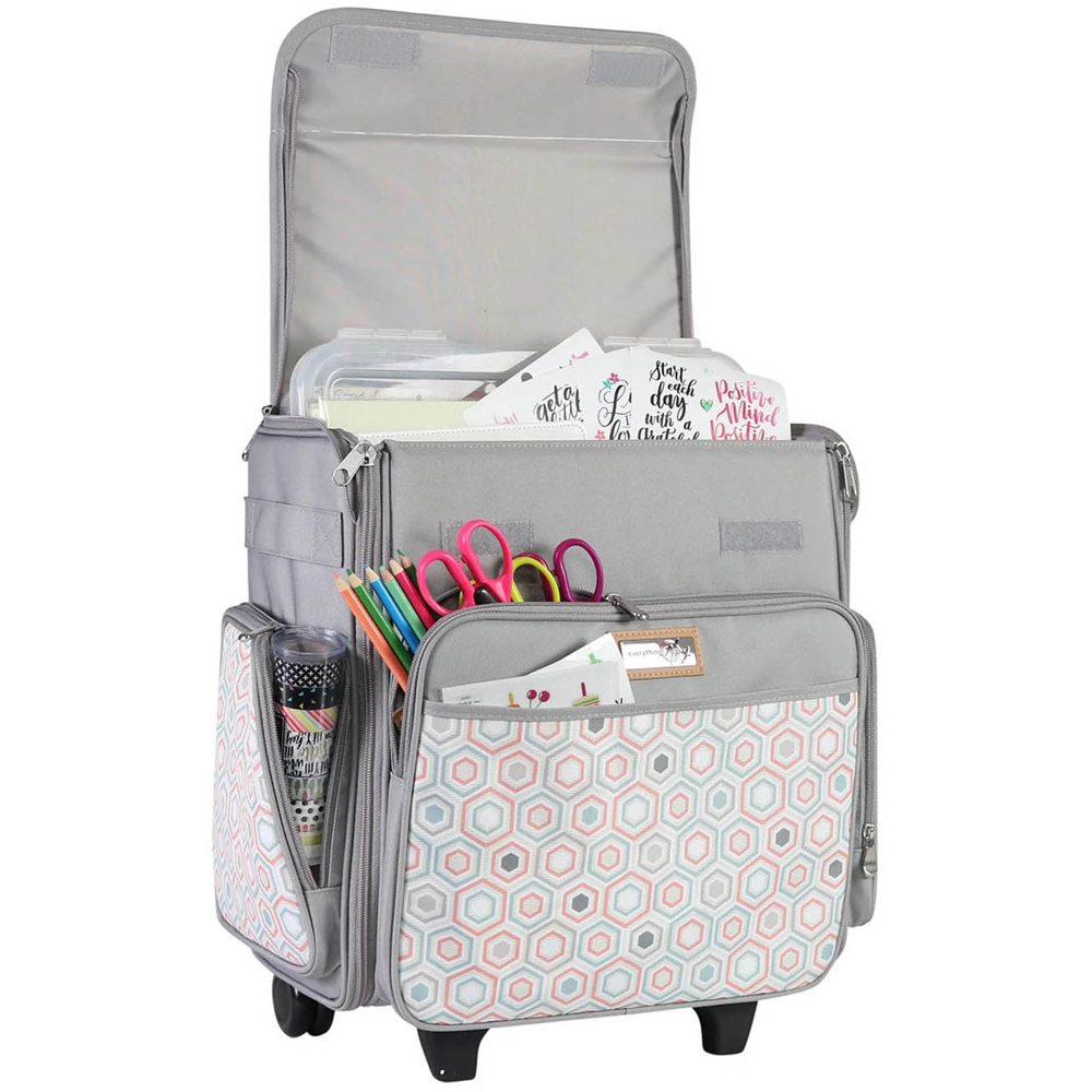 Everything Mary EVM12737-7 Grey Hexagon Rolling Tote Bag 39 x 22 x 43cm Image 2