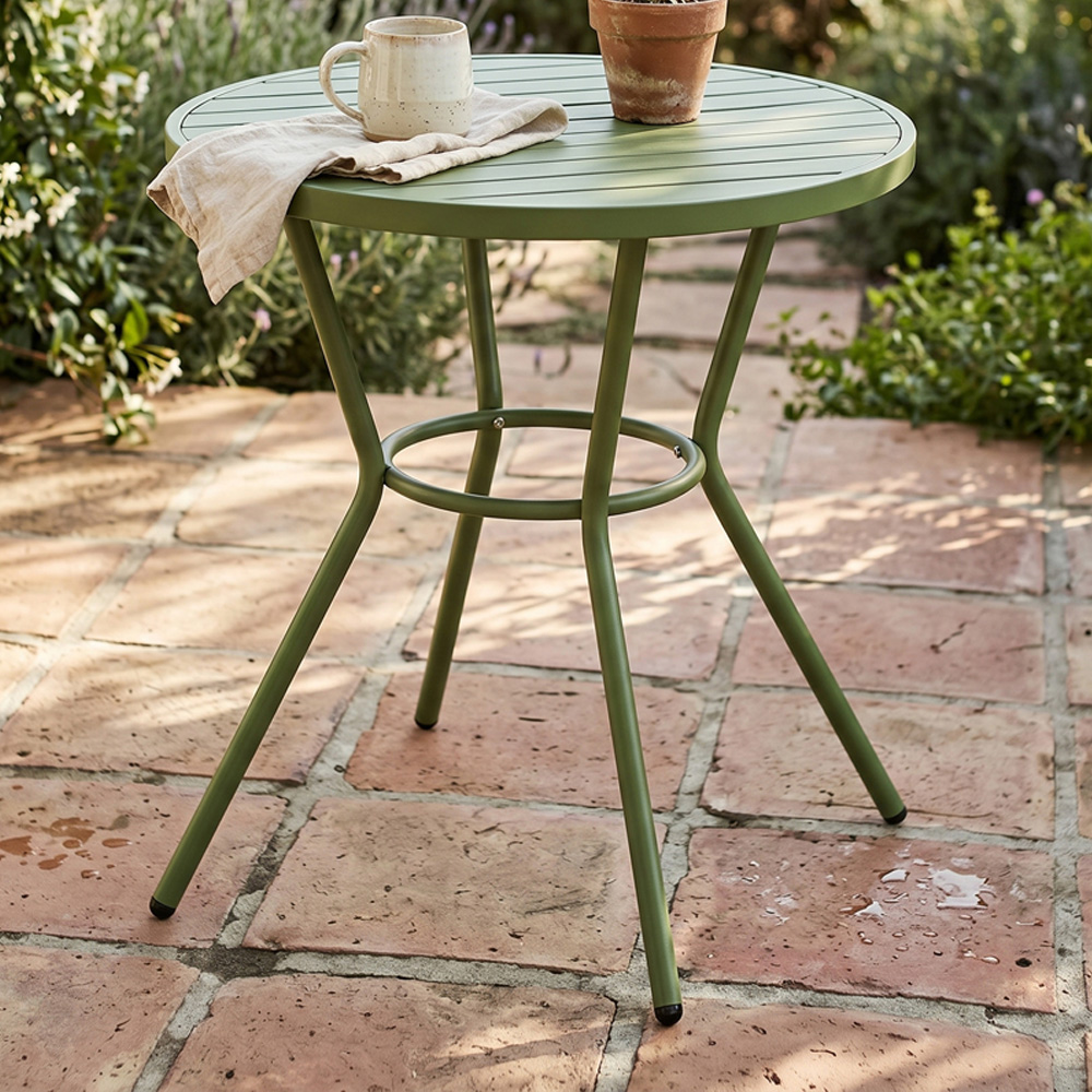 Core Products 2 Seater Moss Green Round Plastic Garden Bistro Table Image 1