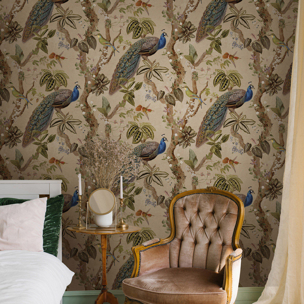 Holden Peacock Woods Taupe Wallpaper Image 3