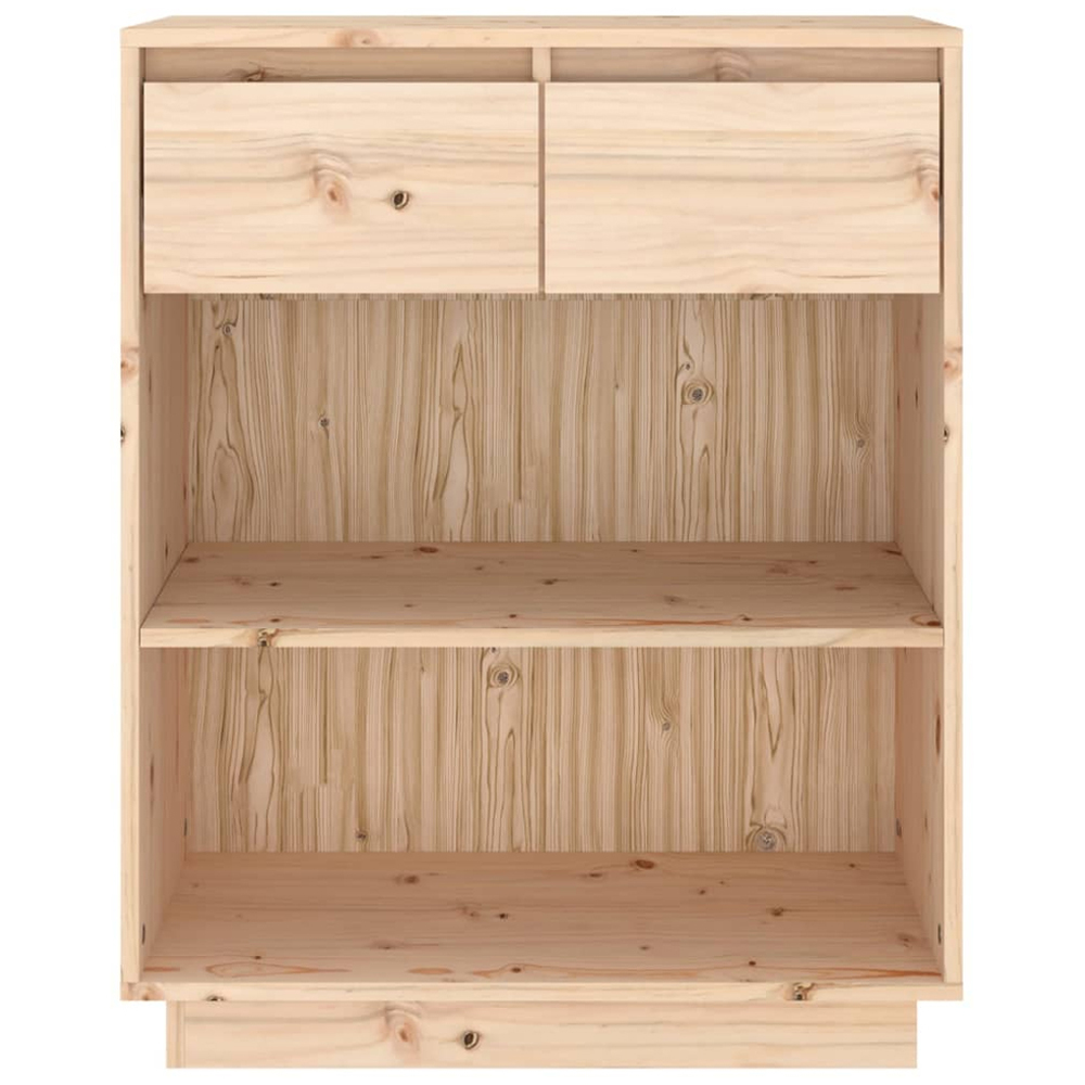 vidaXL 2 Drawer 2 Shelf Brown Solid Pine Wood Console Cabinet Image 5