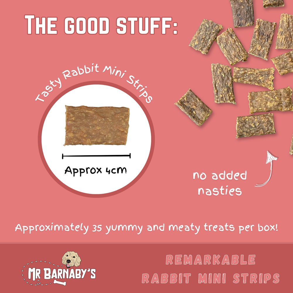 Mr Barnaby's Remarkable Rabbit Mini Strips Dog Treats 4 Pack Image 2