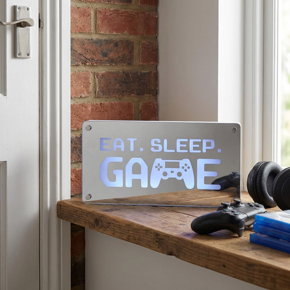 Eat Sleep Game Neon Block Light Image 2