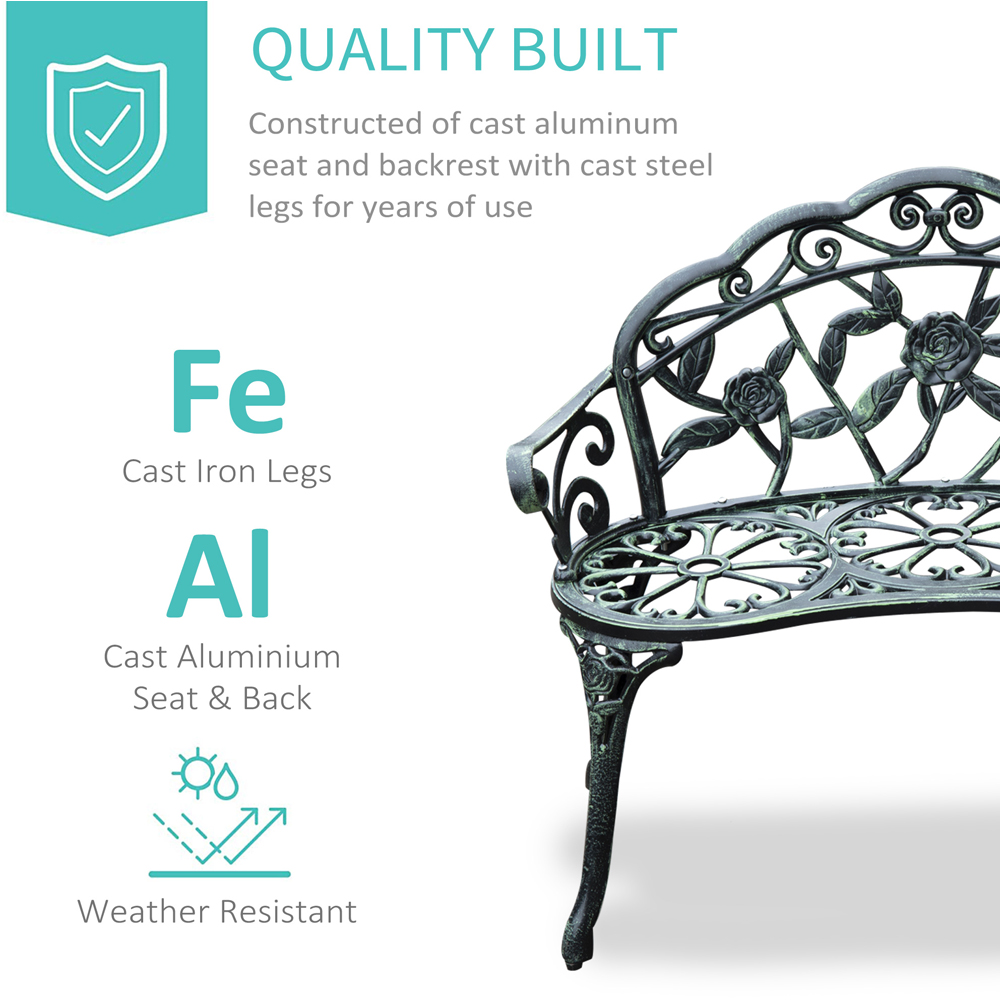 Outsunny 2 Seater Green Garden Bench Image 4