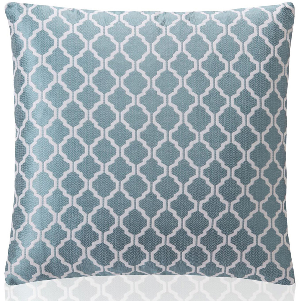 Alan Symonds Teal Jacquard Weave Geometric Cushion with Polyester Filled Pad 45 x 45cm 4 Pack Image 2