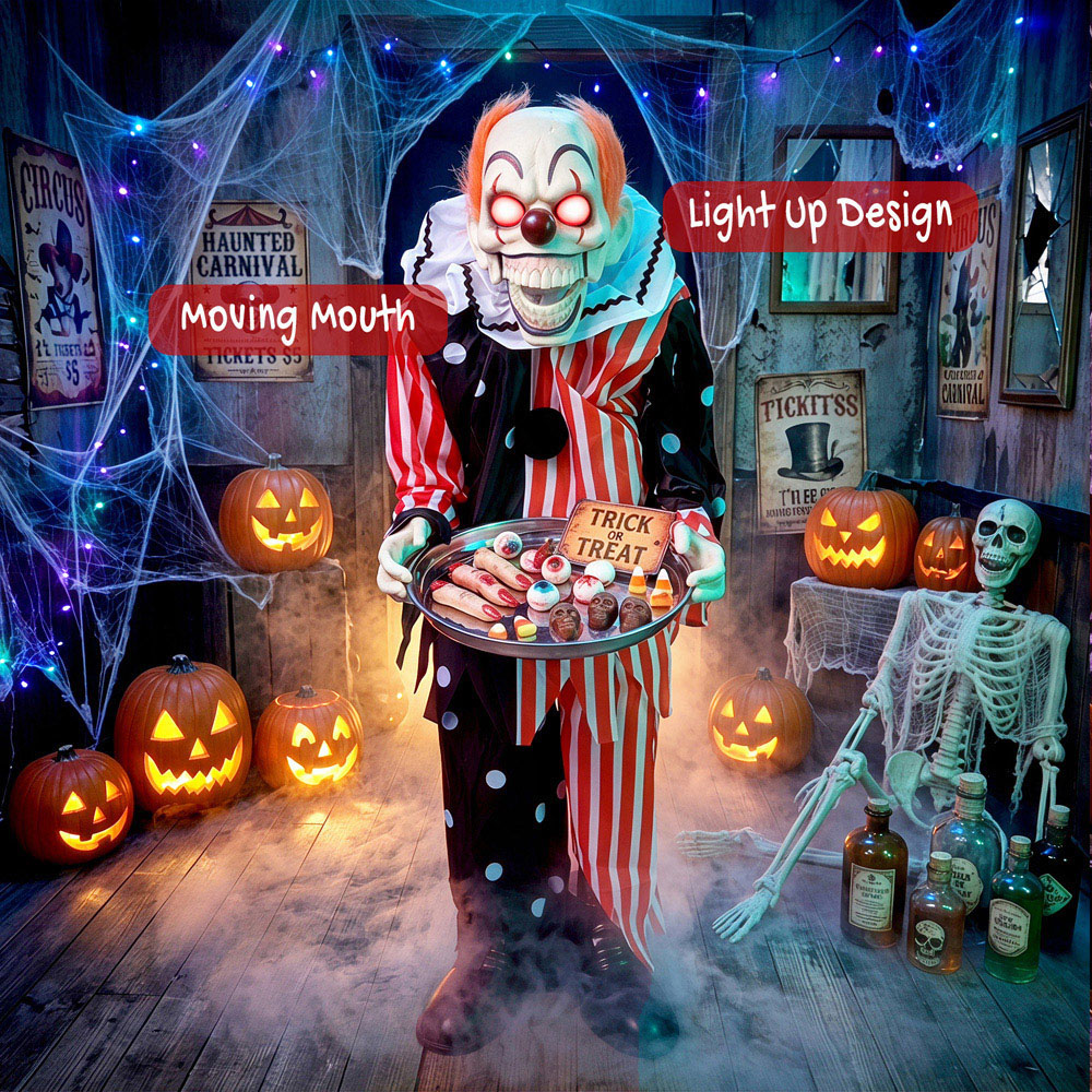 HOMCOM Light Up Animated Clown Halloween Decoration 3ft Image 6