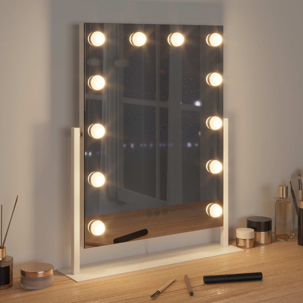 vidaXL LED White Vanity Mirror 44 x 10 x 53cm Image 2