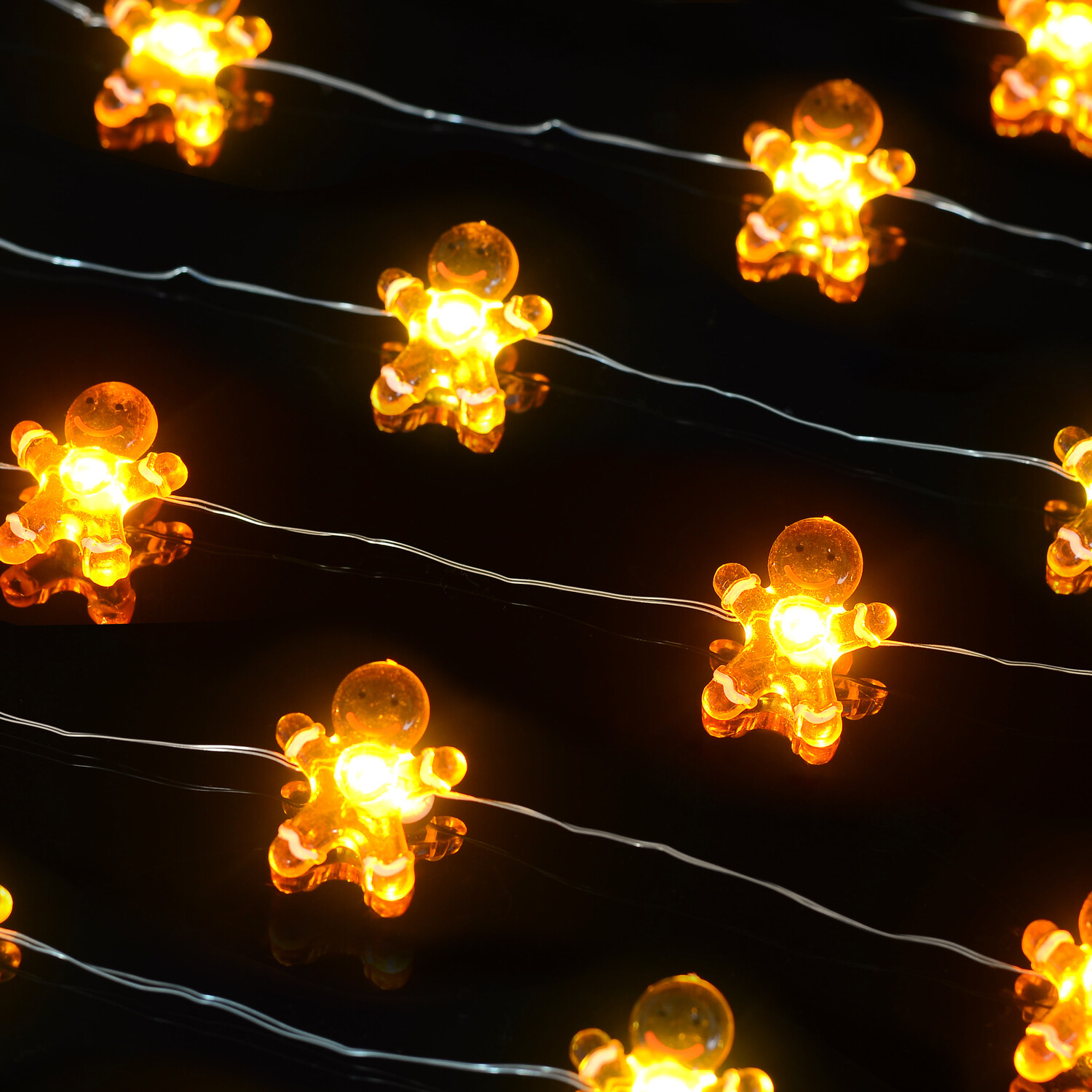 20 LED Gingerbread Wire Lights - Orange Image 1