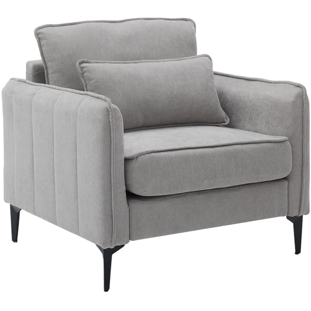 Living and Home Light Grey Chenille Sofa Chair Image 2