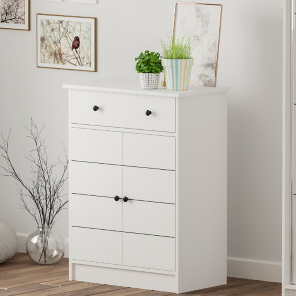 Evu SABRO 2 Door Single Drawer White Sideboard Image 9