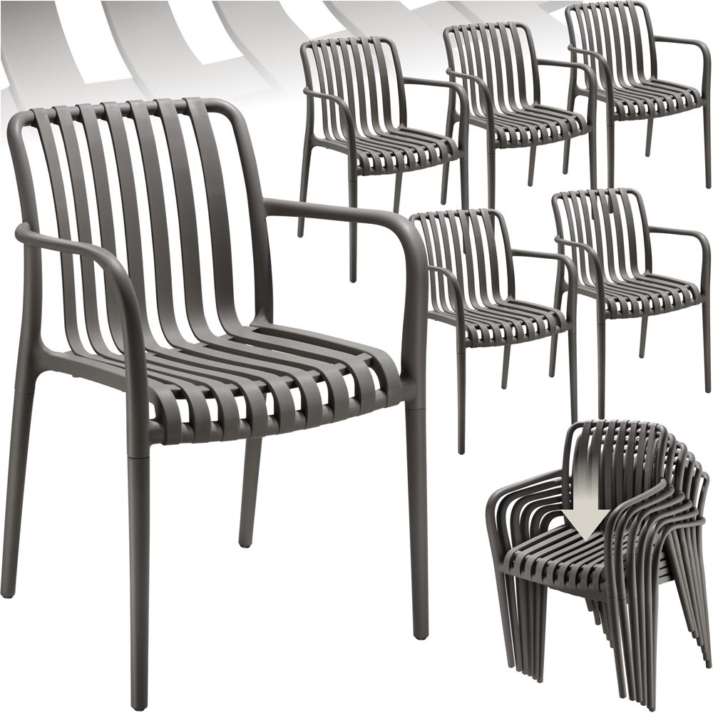 tectake Alcudia Set of 6 Anthracite Garden Chair Image 2