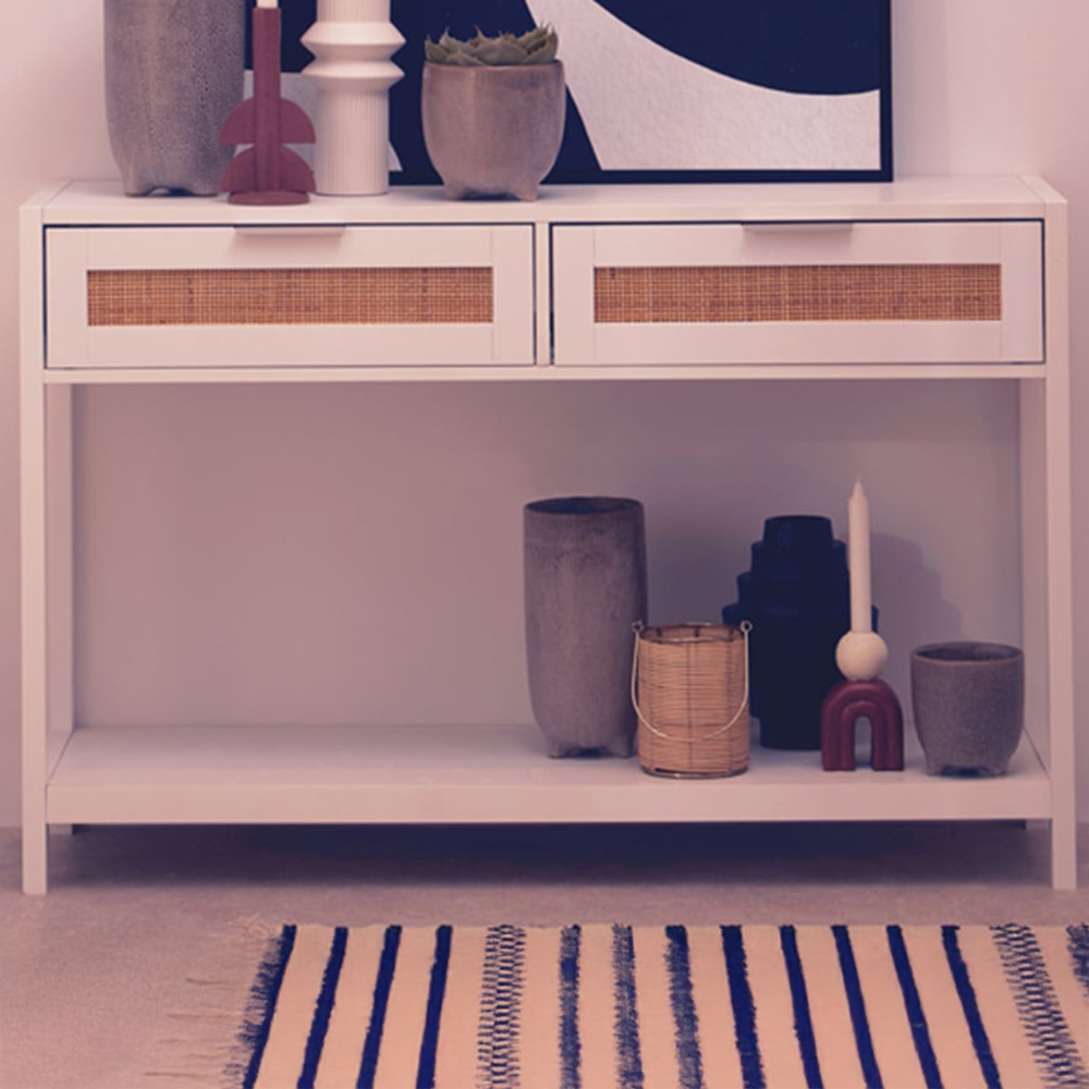 Interiors by Premier Sherman 2 Drawer White Console Table Image 1