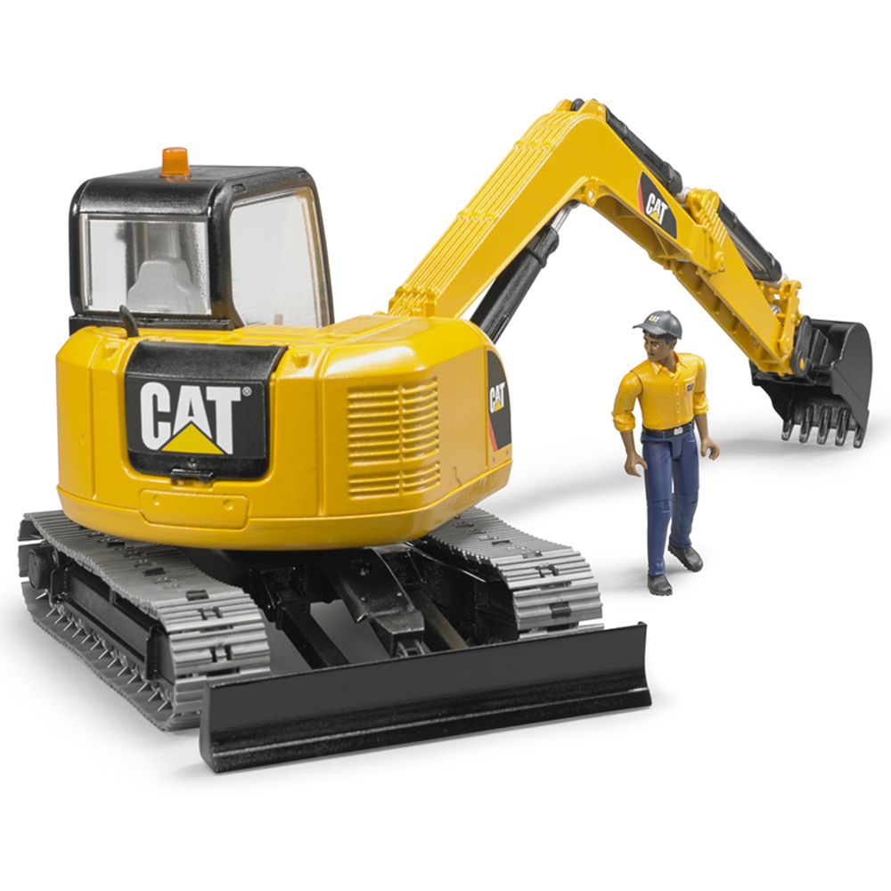 Bruder Kids Cat Mini Excavator Playset Model with Worker Image 4