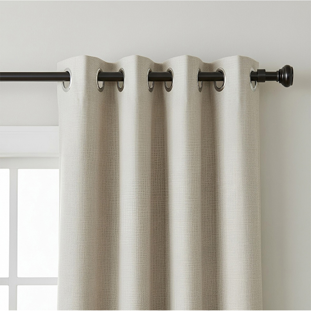 Living and Home 183-366cm Glossy Black Telescopic Curtain Pole with Brackets and Round Finial Image 7
