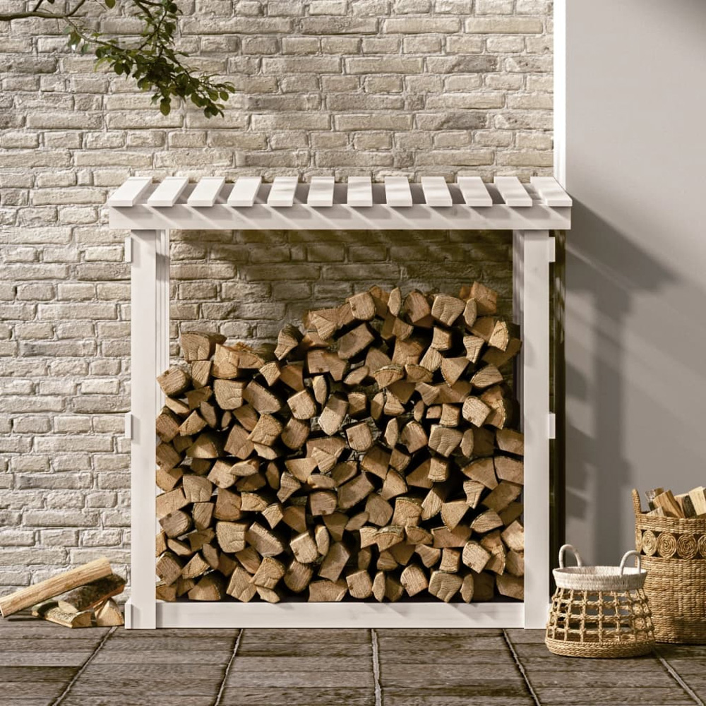 vidaXL Black Pine Wood Firewood Log Holder 109 x 108 x 64.5cm Image 2