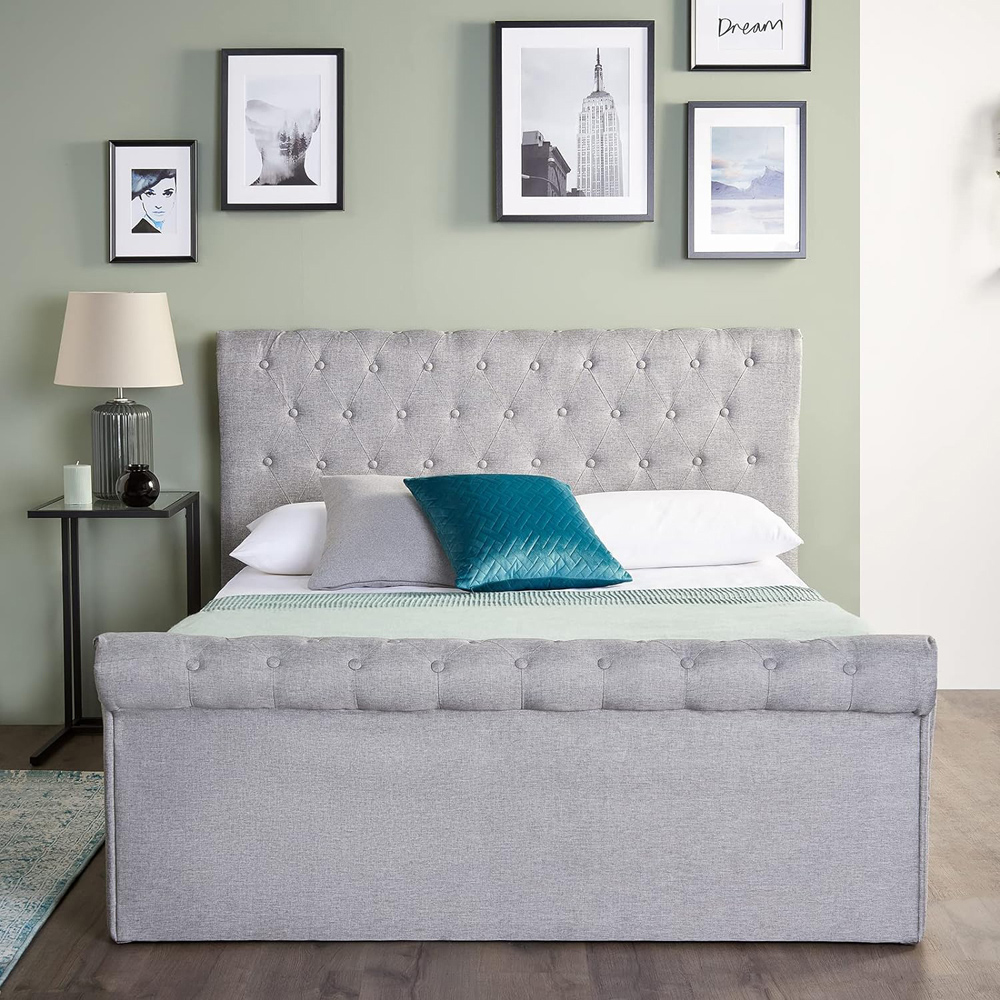 Home Treats King Size Grey Sleigh Ottoman Bed Image 5