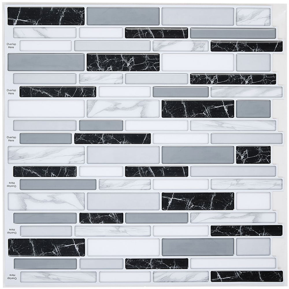 Living and Home Brick Effect Black and Grey Self Adhesive Wall Tile Sticker 10 Pack Image 7