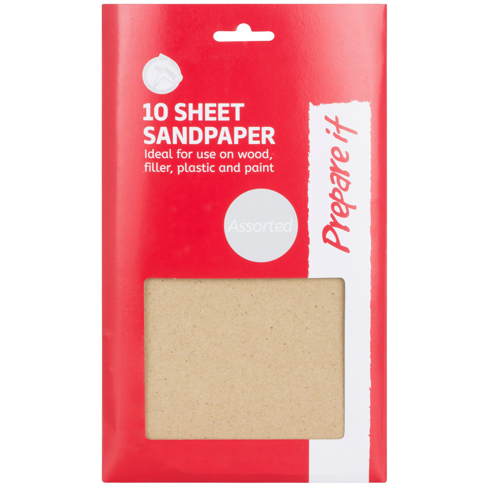 Prepare It Assorted Sandpaper Sheet 10 Pack Image