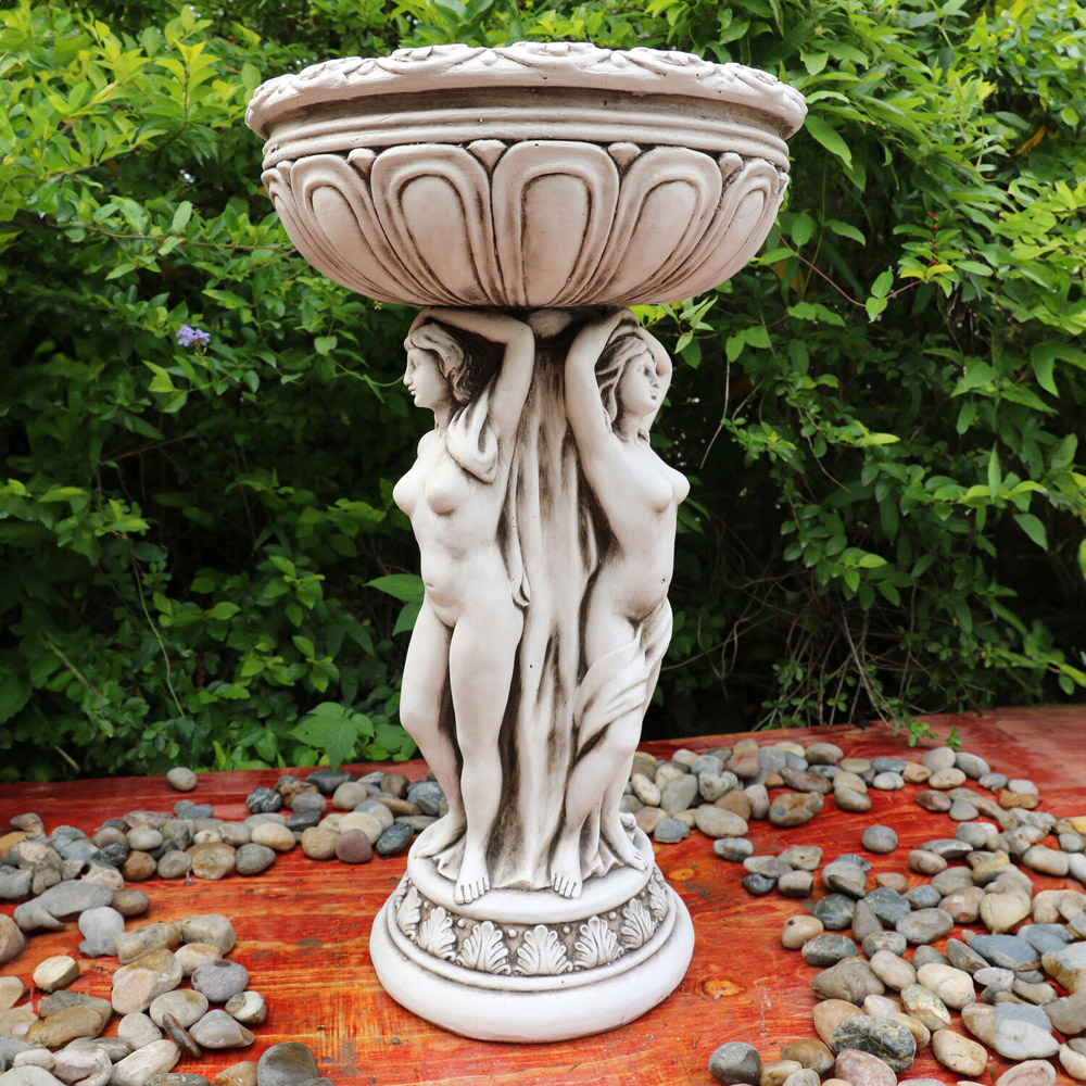 Three Goddess with Planter Statue Off White Image 2