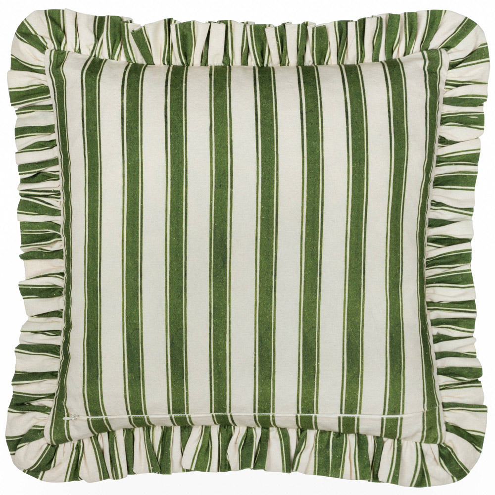 Furn Feeoni Ruffled Willow Green Cotton Reversible Cushion 43 x 43cm Image 3