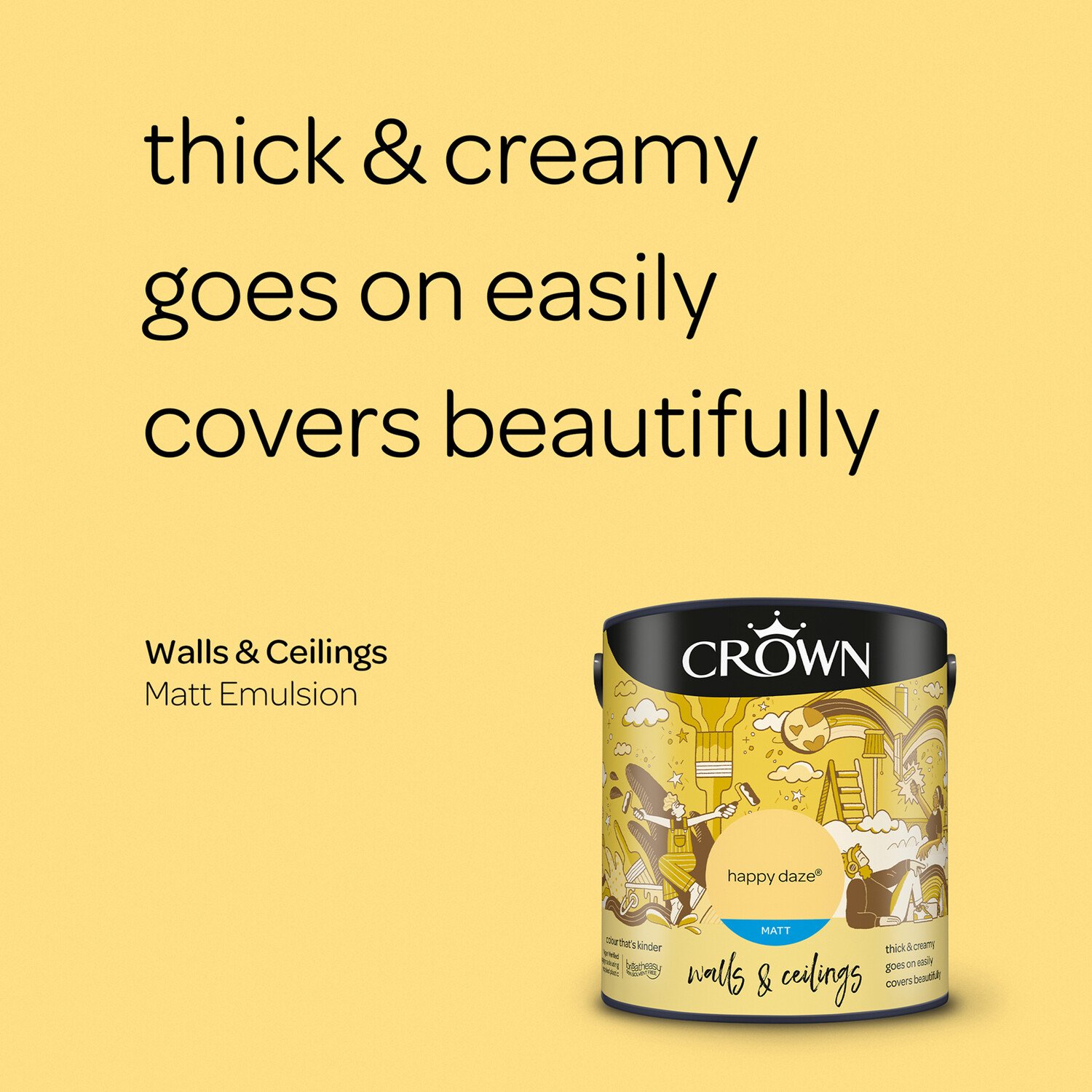 Crown Wall and Ceilings Happy Daze Matt Emulsion 2.5L Image 9