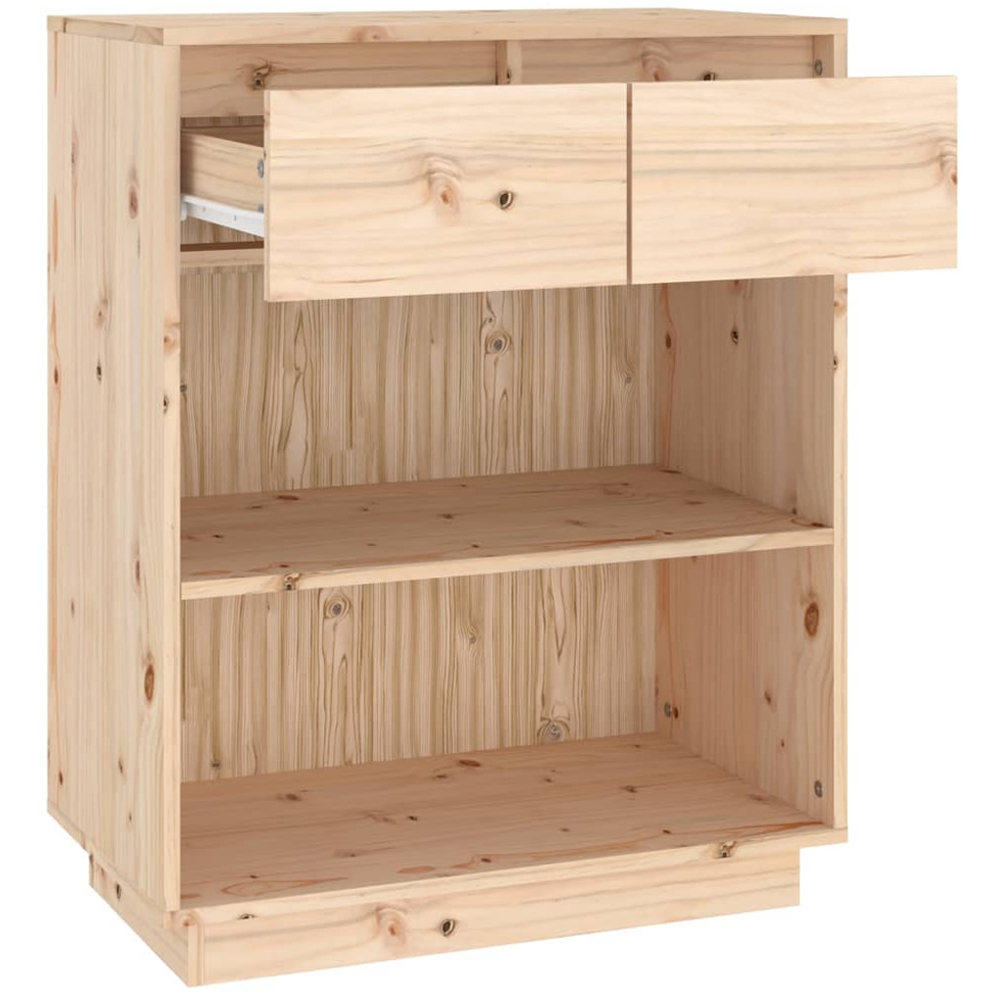 vidaXL 2 Drawer 2 Shelf Brown Solid Pine Wood Console Cabinet Image 4