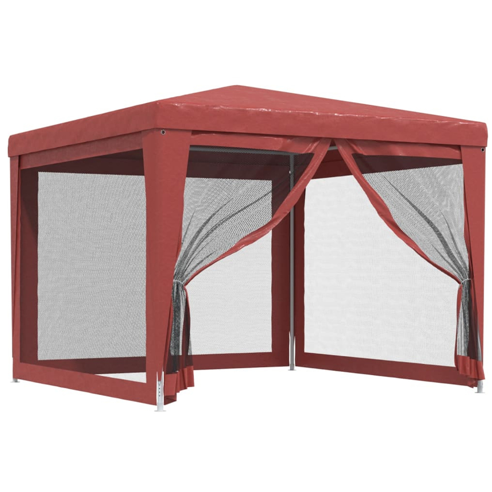 vidaXL 3 x 3m Red Party Tent with 4 Mesh Sidewalls Image 2
