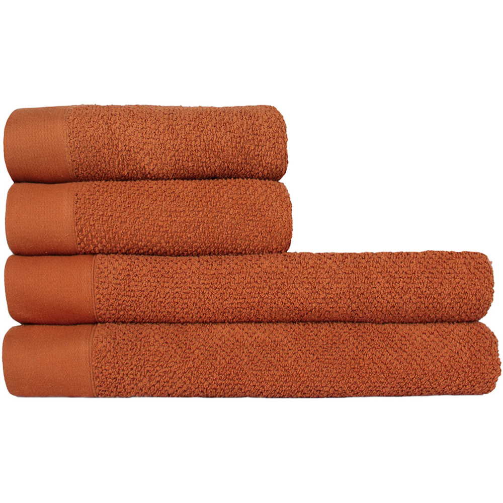 furn. Textured Cotton Brown Hand Towels and Bath Sheets Set of 4 Image 1