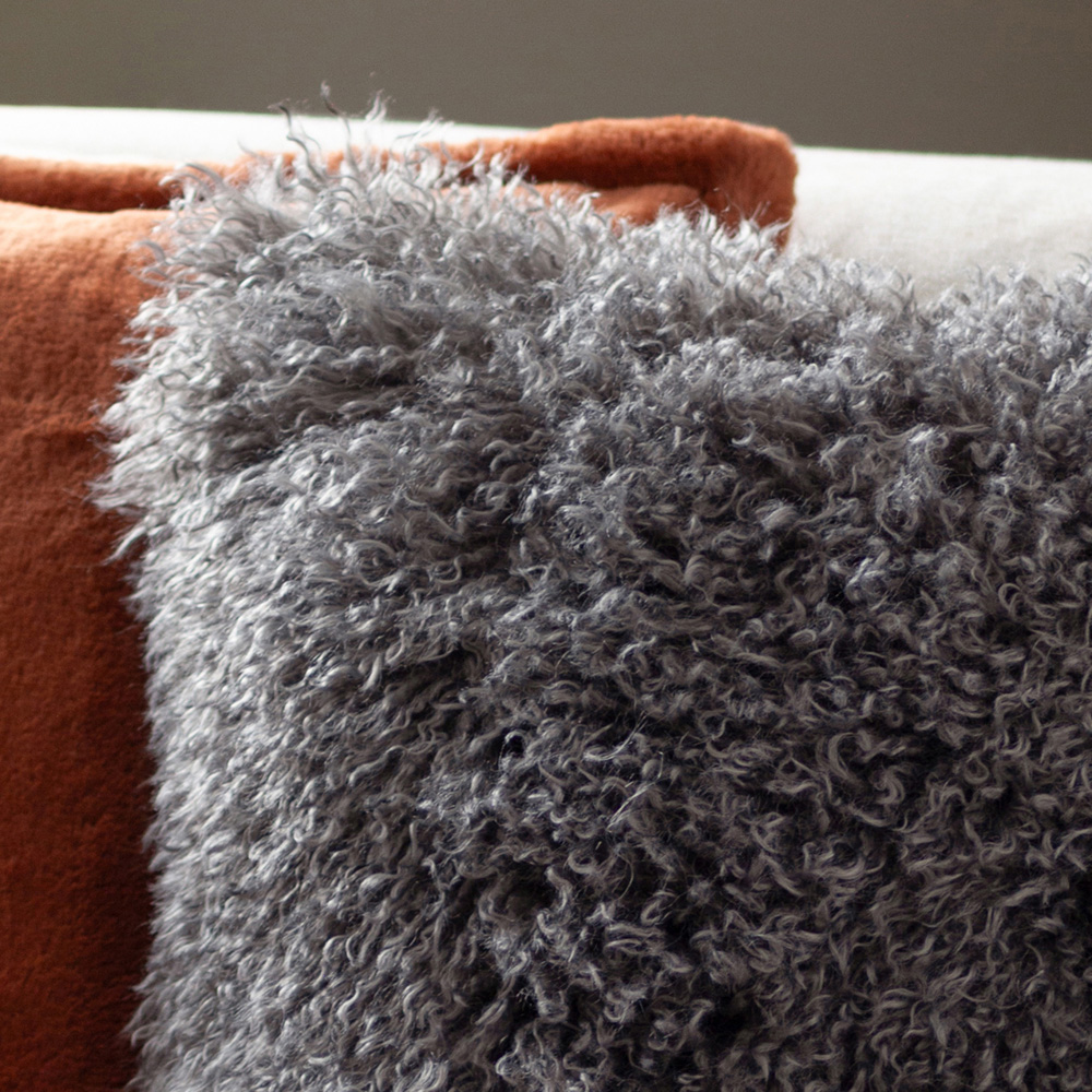 Furn Rowan Grey Faux Fur Reversible Cushion 50 x 50cm Image 5