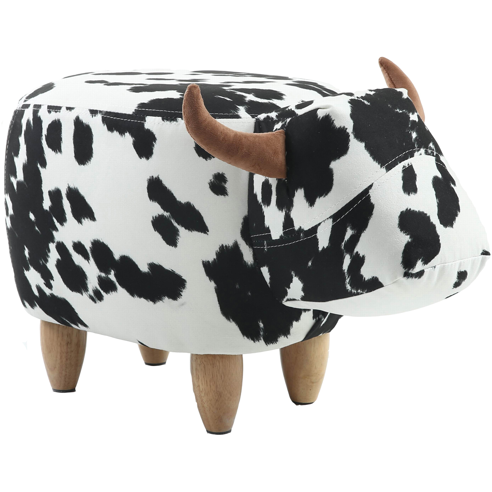 Gardeco Black And White Lulu The Spotted Cow Velvet Footstool Image 4