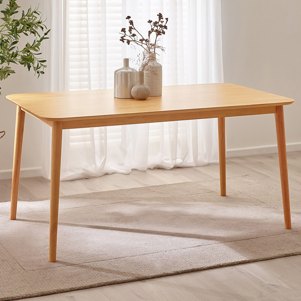 Furniturebox Lymington 6 Seater Solid Wood Dining Table Oak Effect Image 1