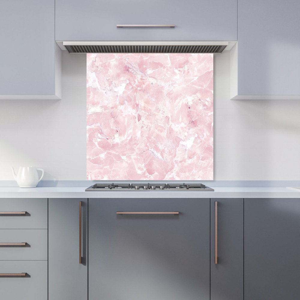 Warren Reed Designer Polished Pink Quartz Effect Glass Kitchen Splashback 60 x 60cm Image 1